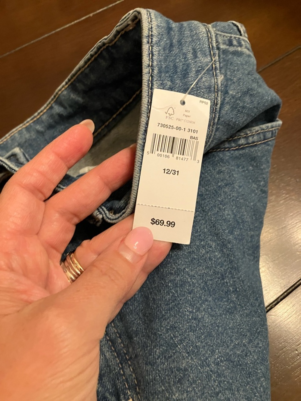 GAP Mid Wash Denim Midi Skirt with Front Slit - Picture 6 of 6